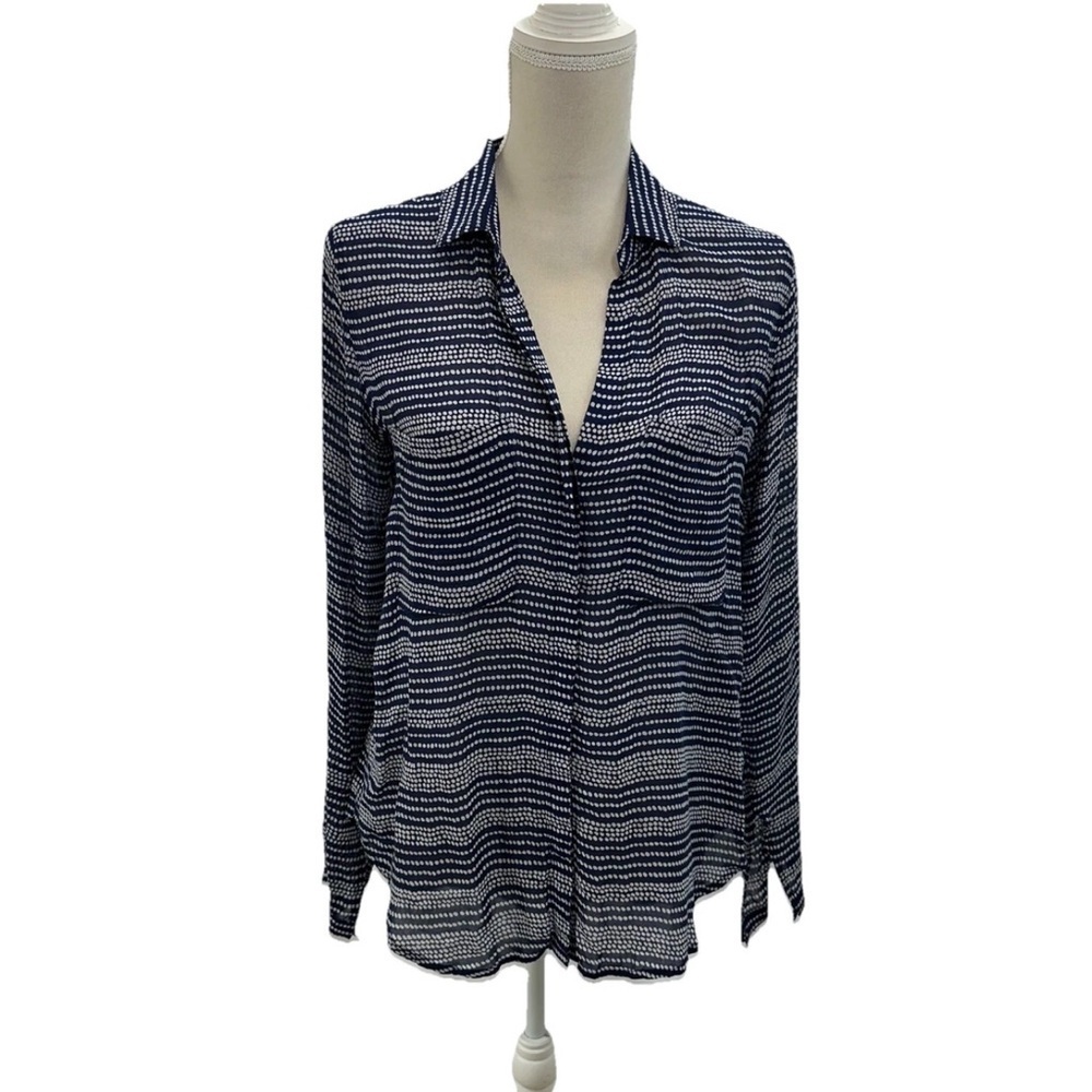 NWOT Cloth Stone Navy and White Women's Top